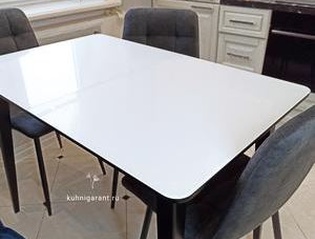 кухня Стол кухонный раздвижной белое стекло-дуб венге